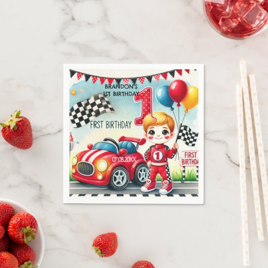 Racing Car Boy 1e verjaardag Servet (Insitu)