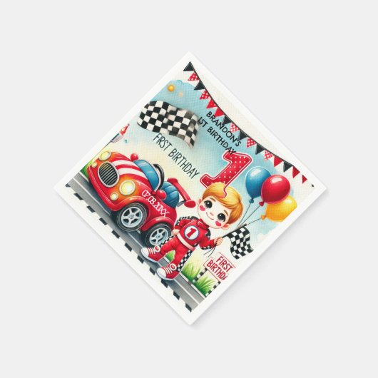 Racing Car Boy 1e verjaardag Servet (Hoek)