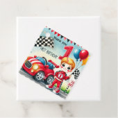 Racing Car Boy 1e verjaardagsfeestje Bedankjes Labels (In situ)
