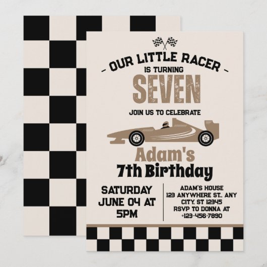 Racing Car Boy 7e verjaardag Kaart (Voorkant / Achterkant)
