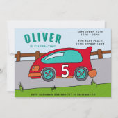 Racing Car Boy Verjaardagsfeestje Kaart (Voorkant)
