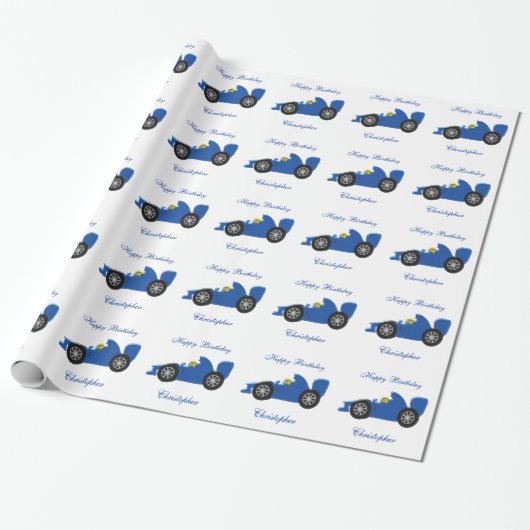 Racing Car Design Verjaardag Cadeau Cadeaupapier (Uitgerold)