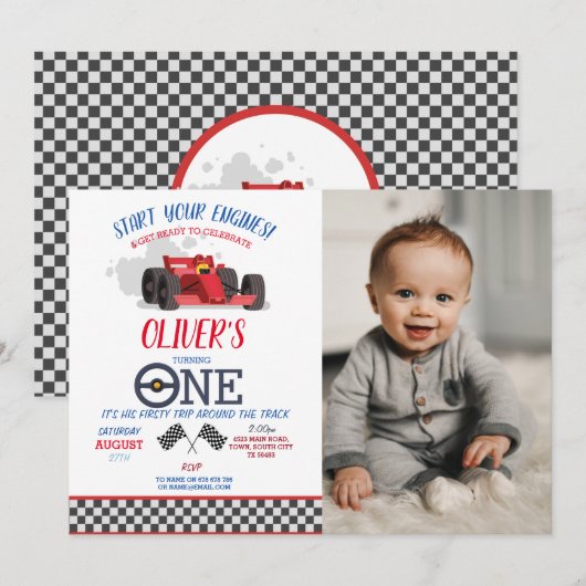 Racing Car Driver EEN eerste reis Foto Verjaardag Kaart (Voorkant / Achterkant)