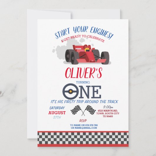 Racing Car Driver ONE Eerste reis Track Verjaardag Kaart (Voorkant)