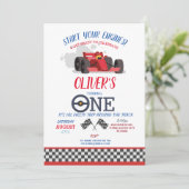 Racing Car Driver ONE Eerste reis Track Verjaardag Kaart (Staand voorkant)