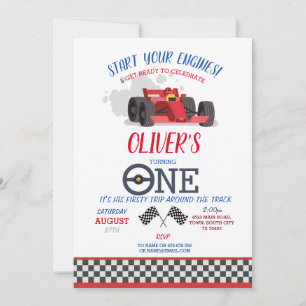 Racing Car Driver ONE Eerste reis Track Verjaardag Kaart