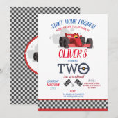 Racing Car Driver Twee Trip Track 2d Verjaardag Kaart (Voorkant / Achterkant)