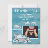 Racing Car Finish Flags Blue Boy Bedankkaart (Voorkant)