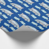 Racing Car Flag Blue Boy Pattern Cadeaupapier (Hoek)