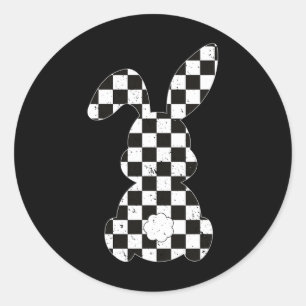 Racing Car Flag Bunny Happy Easter Race Car Boys G Ronde Sticker