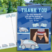 Racing Car Flag Foto Birthday Hartelijk dank Briefkaart