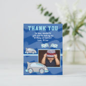 Racing Car Flag Foto Birthday Hartelijk dank Briefkaart (Staand voorkant)