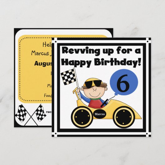 Racing Car Gepersonaliseerd Birthday Invites Kaart (Voorkant / Achterkant)