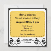 Racing Car Gepersonaliseerd Birthday Invites Kaart (Achterkant)