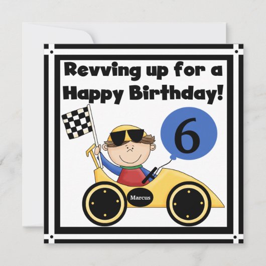 Racing Car Gepersonaliseerd Birthday Invites Kaart (Voorkant)