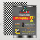 Racing Car Go Karting Kart Verjaardagsfeest Uitnod Kaart (Voorkant / Achterkant)