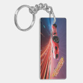 Racing Car Keychain with a Luxury Red Sports Car  (Voorkant Links)