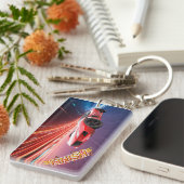 Racing Car Keychain with a Luxury Red Sports Car  (Voorkant Rechts)