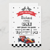 Racing Car Kids Verjaardag Kaart (Voorkant / Achterkant)