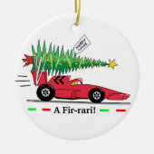 Racing Car Merry Xmas kerstversiering Keramisch Ornament (Voorkant)