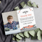 Racing Car Party Verjaardagsfoto Dank u kaart