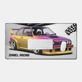 Racing Car Pink & Yellow Garage Desk Mat (Keyboard & Muis)