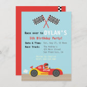 Racing Car Theme, Birthday Party for the Boys Kaart (Voorkant / Achterkant)