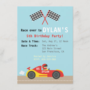 Racing Car Theme, Birthday Party for the Boys Kaart