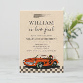  Racing Car Two Fast Boy 2e Verjaardag Kaart (Staand voorkant)