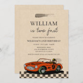  Racing Car Two Fast Boy 2e Verjaardag Kaart (Voorkant / Achterkant)