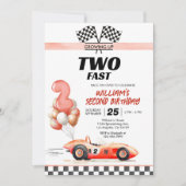 Racing Car Two Fast Uitnodiging voor 2e verjaardag (Voorkant)