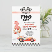Racing Car Two Fast Uitnodiging voor 2e verjaardag (Staand voorkant)