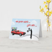 Racing Car Verjaardag Kaart (Gele Bloem)