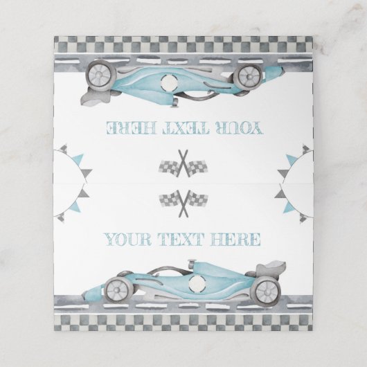Racing Car Verjaardag Tent Place Card Plaatskaartje (Buitenkant ongevouwen)