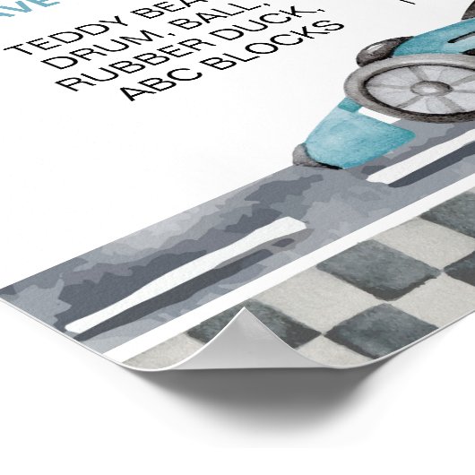 Racing Car Verjaardagsfeestje Milestone Poster (Hoek)