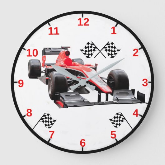Racing Car Wall Clock Grote Klok (Voorkant)