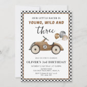 Racing Car Young Wild & Three Boys Verjaardag Kaart (Voorkant)