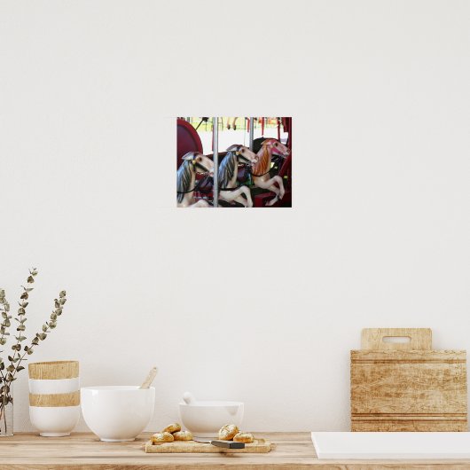 Racing Carrousel Paarden Poster (Keuken)