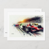 Racing Cars at High Speed, Briefkaart (Voorkant / Achterkant)