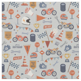 Racing cars motorbikes boyhood nursery kids boys stof