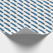 Racing Cars Race Retro Blue Verjaardag Kinder Cadeaupapier (Hoek)