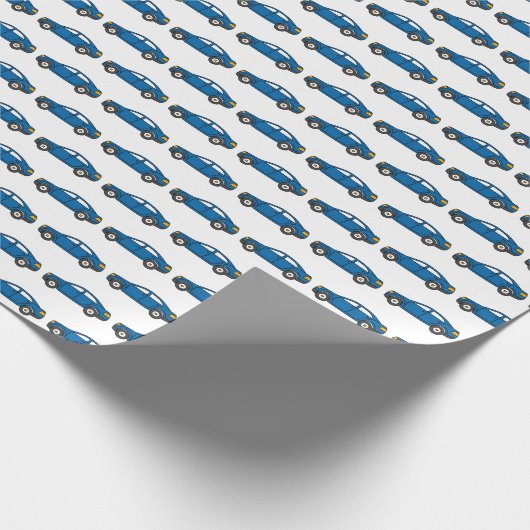 Racing Cars Race Retro Blue Verjaardag Kinder Cadeaupapier (Hoek)