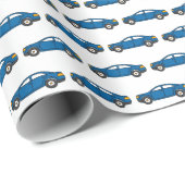 Racing Cars Race Retro Blue Verjaardag Kinder Cadeaupapier (Rol Hoek)