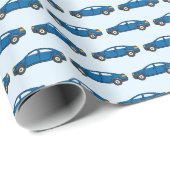 Racing Cars Race Retro Blue Verjaardag Kinder Cadeaupapier (Rol Hoek)