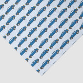 Racing Cars Race Retro Blue Verjaardag Kinder Tissuepapier (Detail)