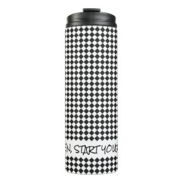 Racing Checker Flag Heren Start uw motoren Thermosbeker