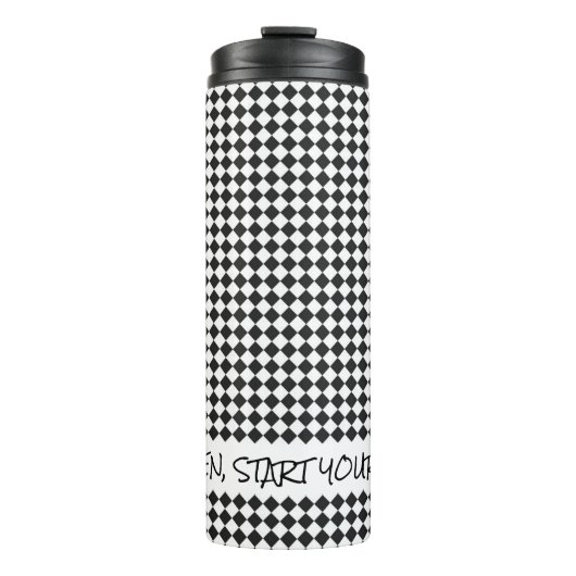 Racing Checker Flag Heren Start uw motoren Thermosbeker (Voorkant)