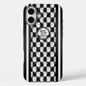 Racing Checkered Black White Sport Logo Case-Mate iPhone Case (Achterkant)