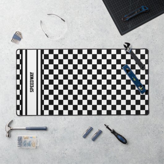 Racing Checkered Winners Flag Black en White Bureaumat (Werkstation)