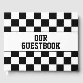 Racing Checkered Winners Flag Black en White Gastenboek (Voorkant)